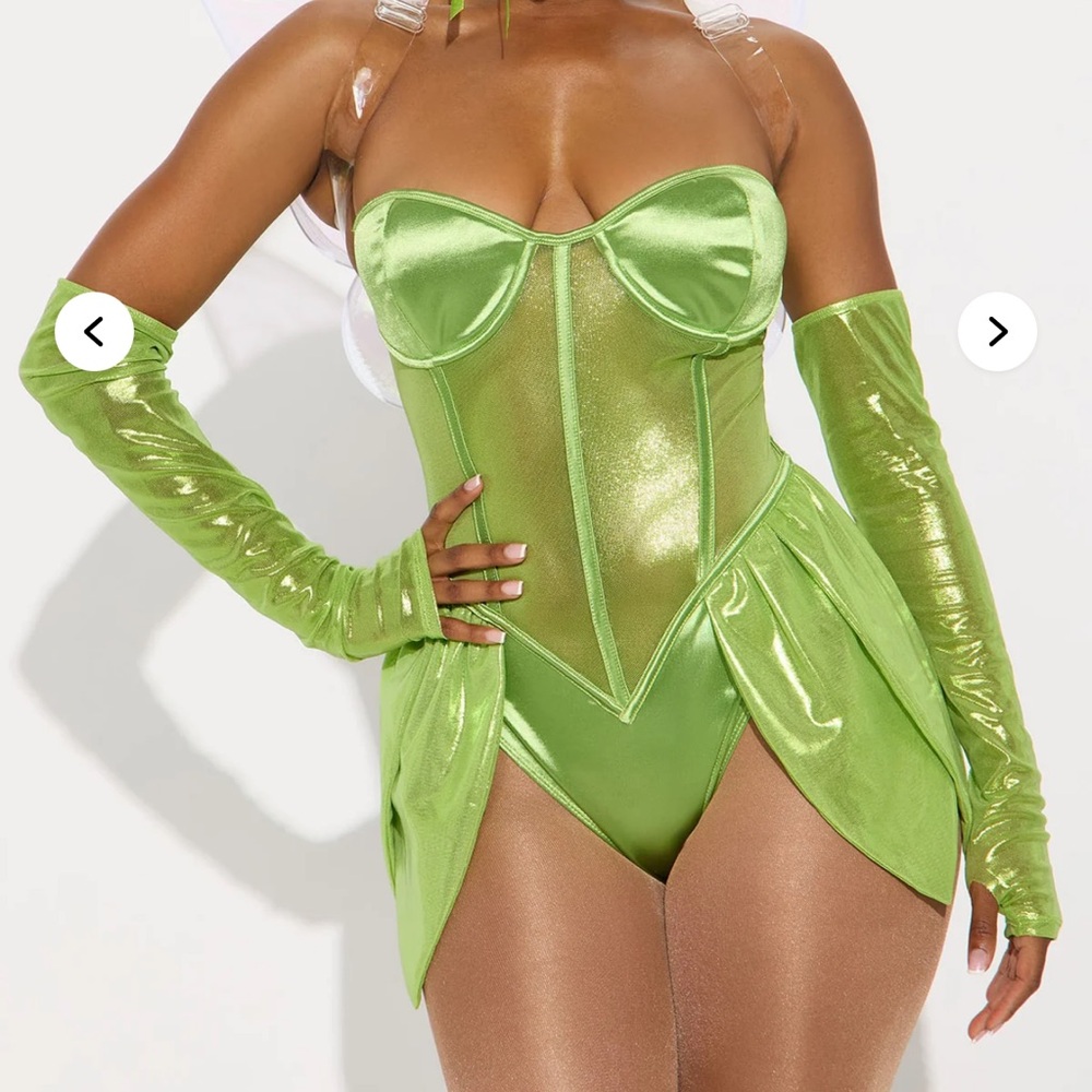 Green Strapless Bodysuit with Gloves